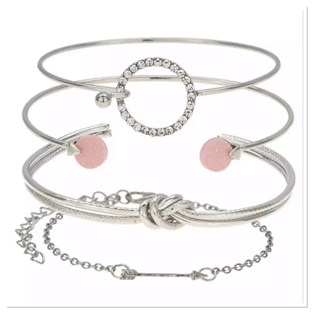 Silver 4 Piece Bangle & Bracelet Set